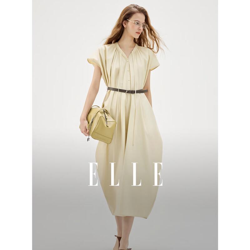 

ELLE Women s Khaki Belted Short Sleeve Maxi Dress S