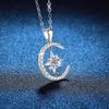 Real Moissanite Necklace for Women Sterling Silver Moon Star Diamond Pendant Necklace Bridal Fine Jewelry
