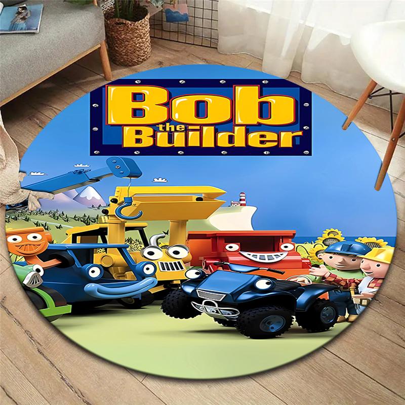 

Bob the Builder Round Area Rug,Carpet Rug for Living Room Bedroom Sofa Playroom Decor,Non-slip Floor Mat 100cmx100cm
