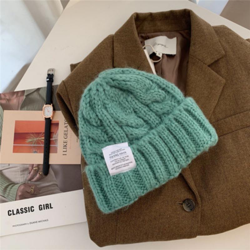 Ding Walk Candy Colored Twist Wool Hat for Women Trendy Autumn and Winter Retro Versatile Warm Ear Protection Cold Hat