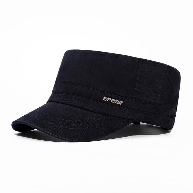 Flat Top Hat Men's Sun Hat British Vintage Cap Captain Cap Visors Hat Training Cadet Caps