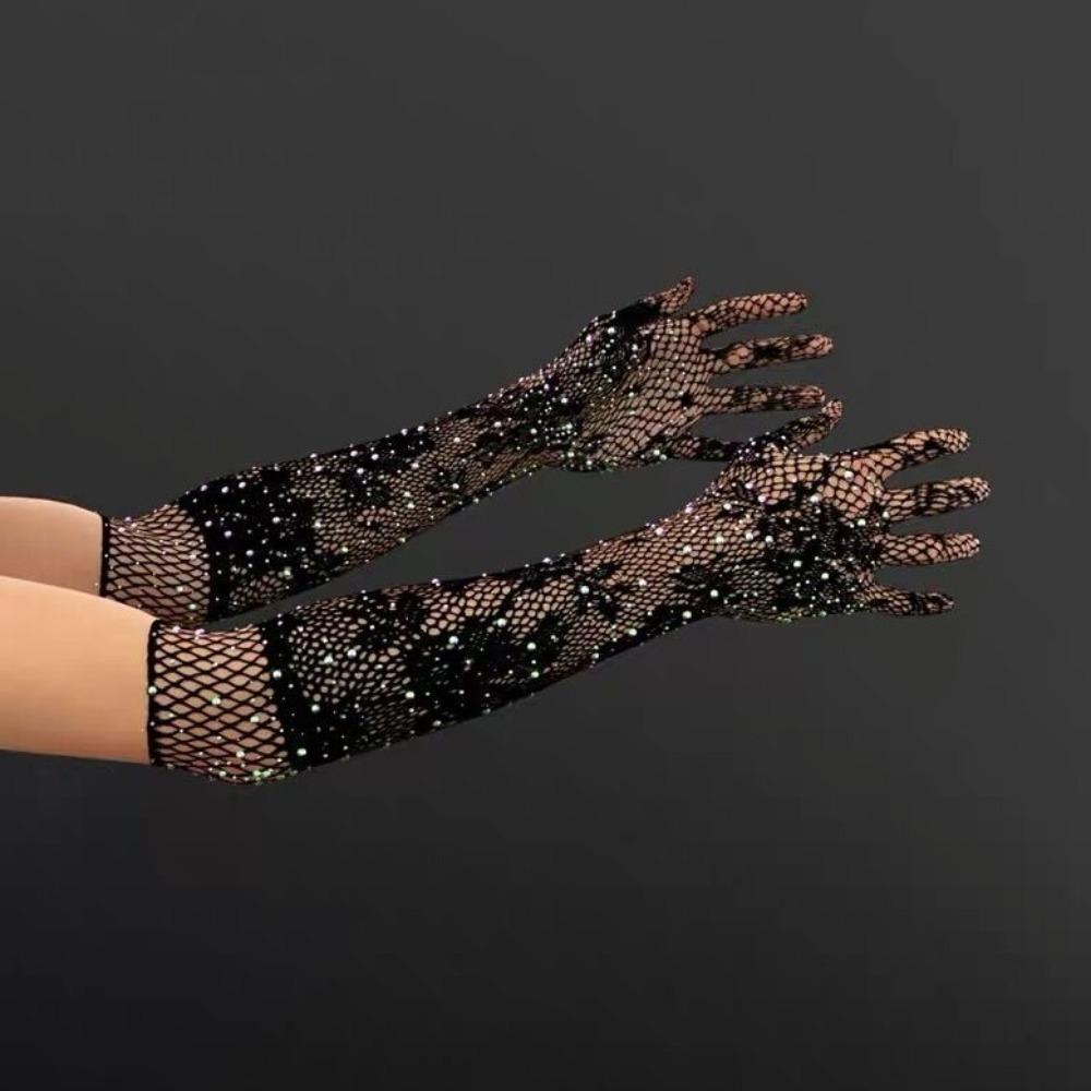 Mesh Long Mittens Party Dress Performance Gloves New Fishnet Gloves  Gift
