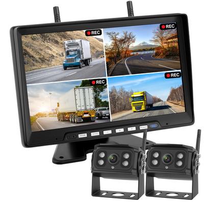 Hizenyo 1080P Bezdrátový monitor s couvací kamerou a 24V couvací IPS LCD monitorem se dvěma rozdělenými obrazovkami, digitální, kompatibilní s 12V do IP68