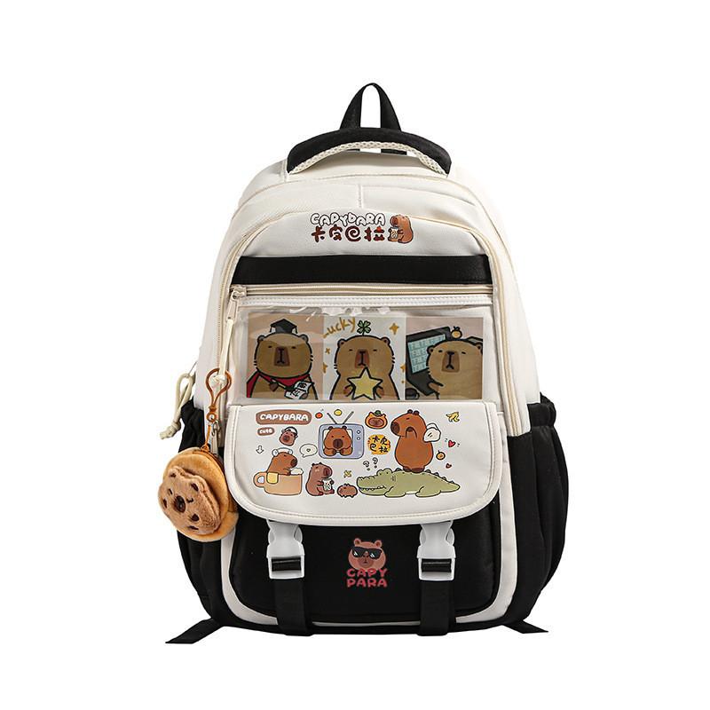 Large Cartoon Capybara Capacity  Backpack  Animal Print Girl Student Schoolbag