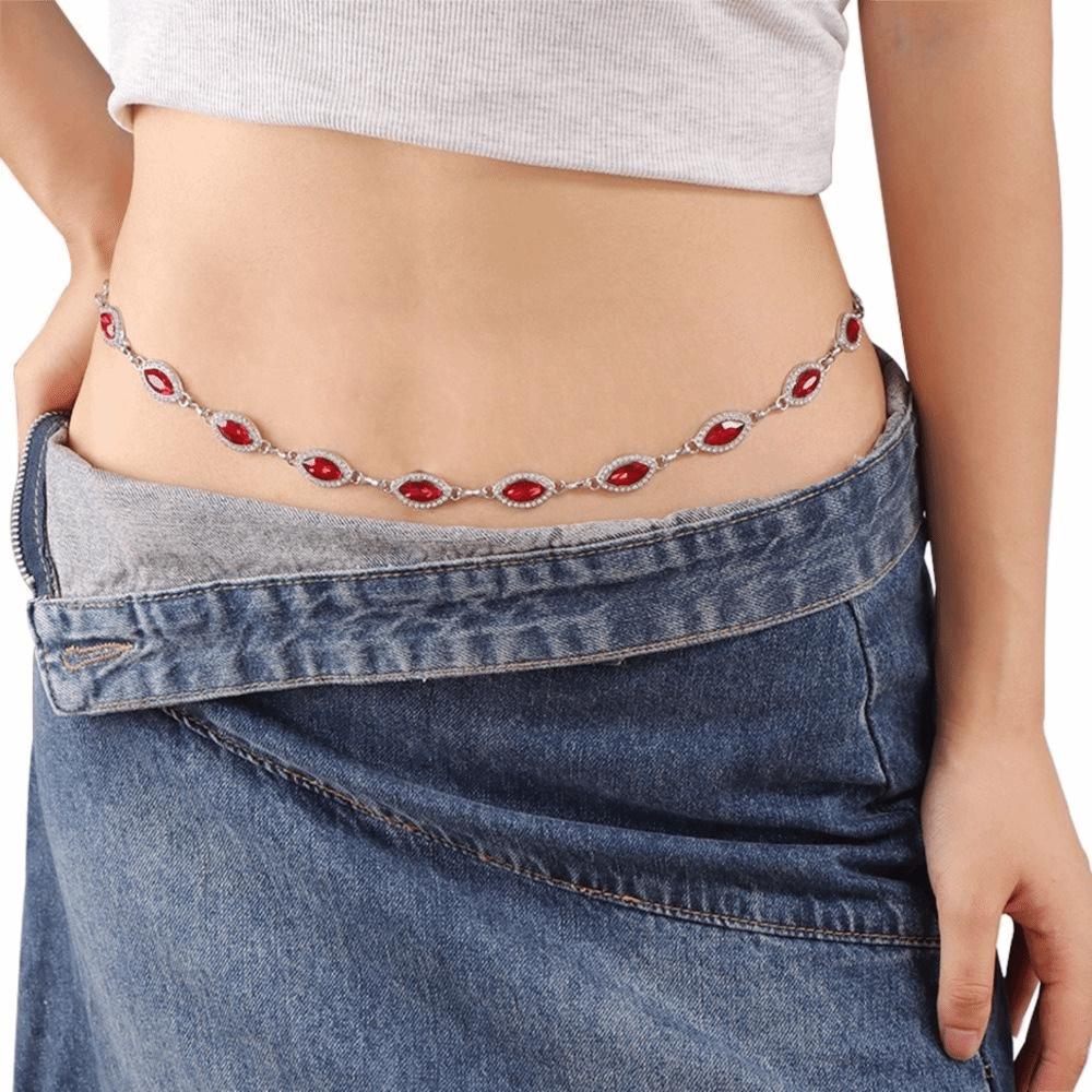 Gold Rhinestone Belly Belts Silver Y2K Waistband Simple Colorful Crystal Waist Chain Women