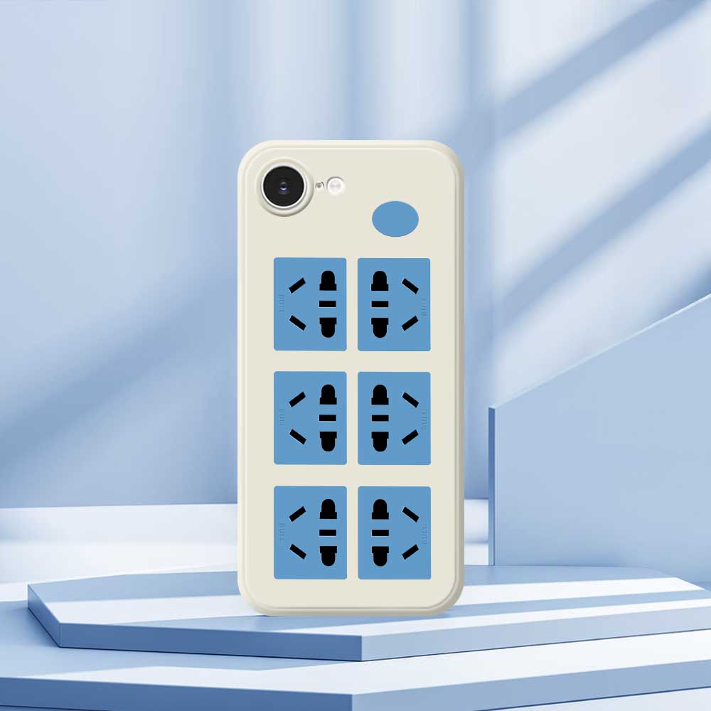 For iPhone 16e Case Socket Pattern Printing Straight Edge TPU Phone Back Cover