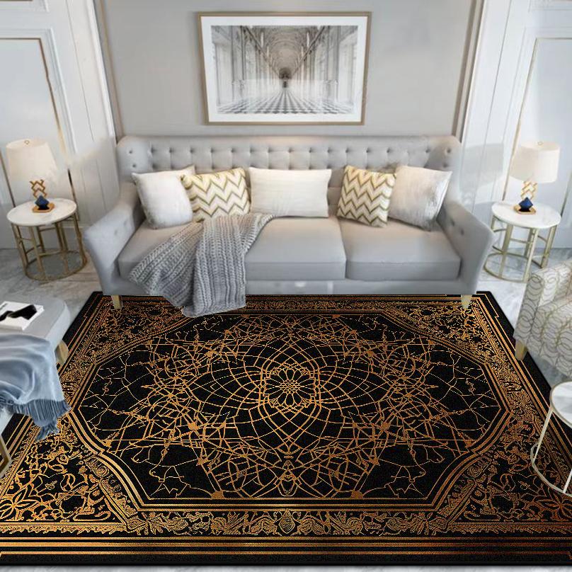 Chinese Style Carpet Living Room High-end Luxury American Hairless Tea Table Rug Short Velvet Bedroom Bed End Floor Mat Lounge