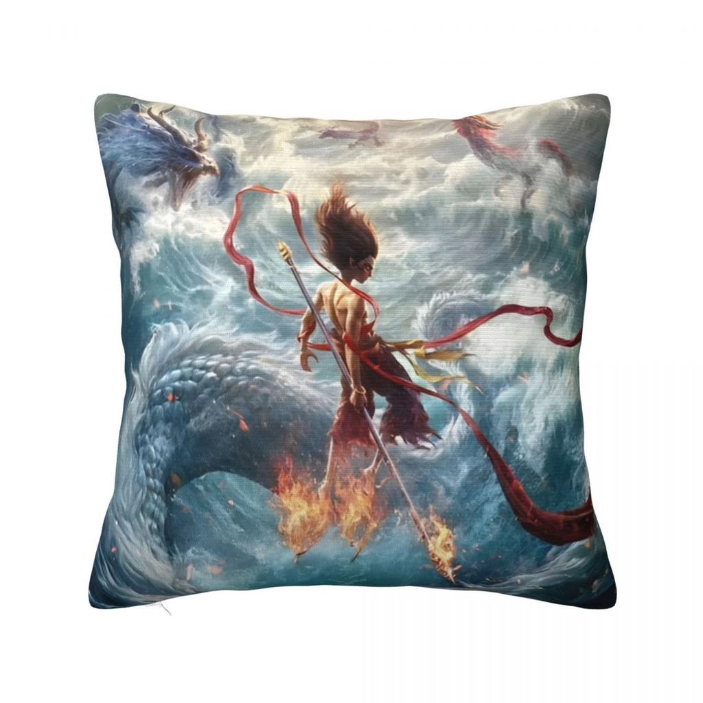 Nezha Birth Of The Demon Child Pillow Cases Ne Zha Cartoon Movie Cushion Covers Zippered Decor Pillowcover For Seat 40X40Cm