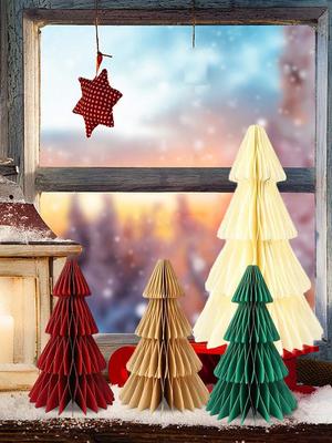 Christmas Paper Tree 8-Piece Table Centerpiece 3D Paper Christmas Trees For Holiday Winter Home Office Kitchen Room Farmhouse