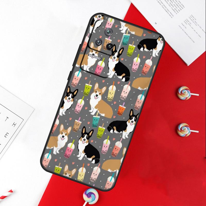 Corgi and Bubble Tea Cover For Xiaomi 14T 11T 12T 13T Pro 13 14 15 Ultra POCO X7 Pro X3 X5 X6 F5 F6 M6 Pro Case