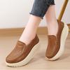 Fashion Wedge Heels Women Platform Shoes Rocker Shoes Genuine Leather Slip-on Loafers Casual Walking Shoes