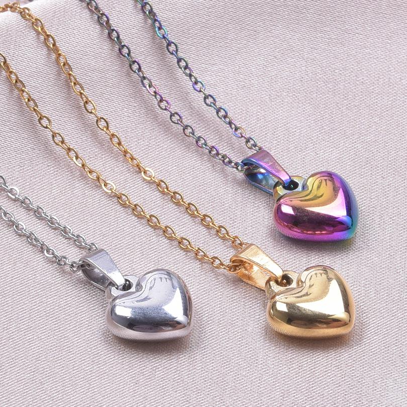 18k Gold-Plated Stainless Steel Heart Necklace - Elegant DIY Jewelry Accessory