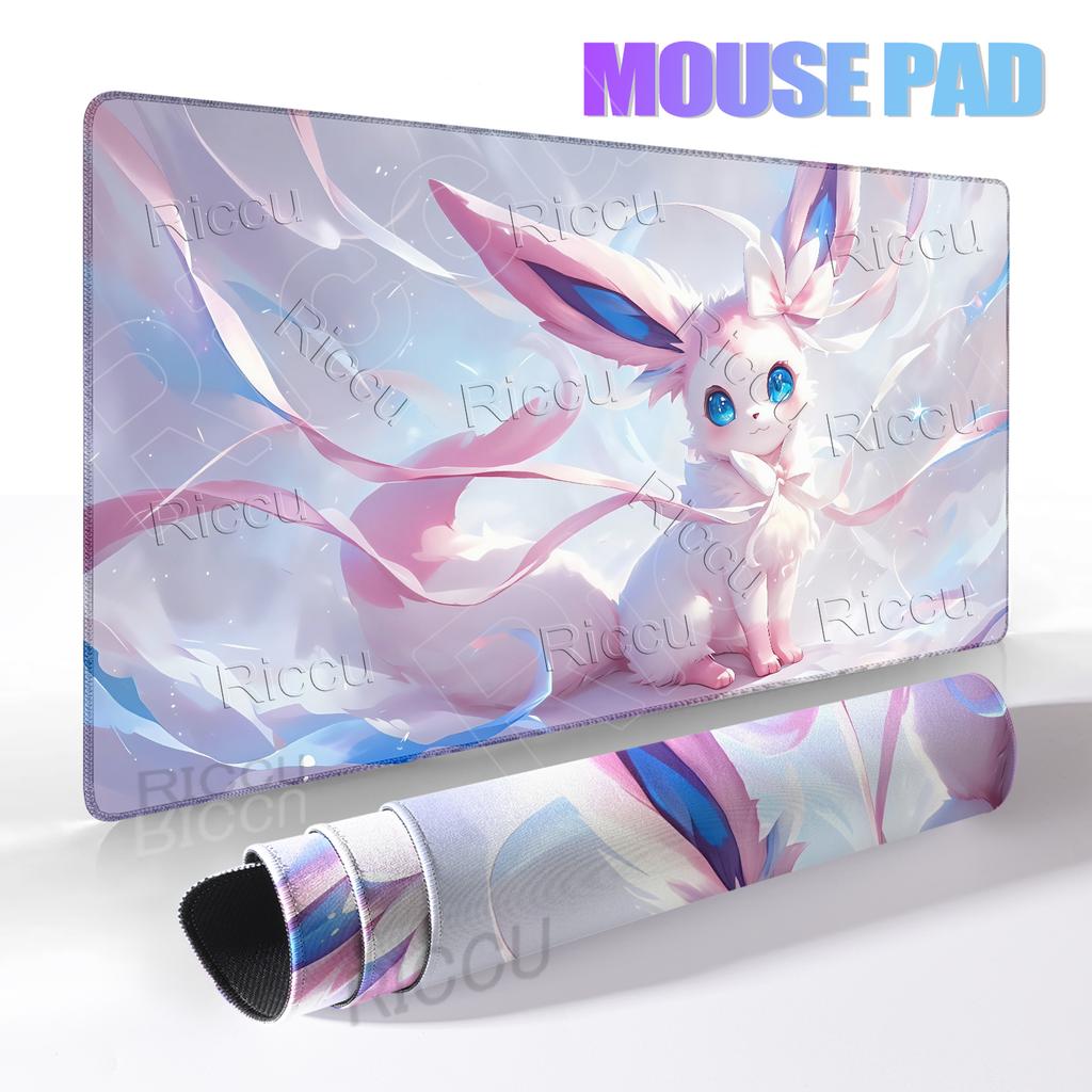 Kawaii Japan Anime Mouse Pads Computer Gamer Mats Extended Pokemon Eevee Laptop Keyboard Rug Laptop Gaming Rubber Deskmat Carpet