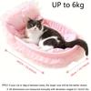 1set Cute Lace-Trimmed Pet Princess Bed - Soft Polyester Plush Oval for Small Dogs/Cats, Easy Assembly & Blue/Pink Indoor Use