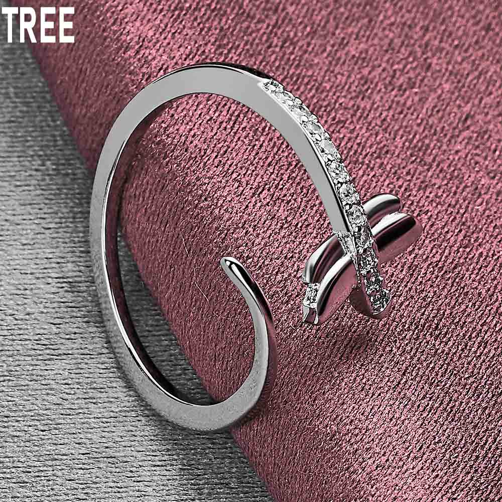 925 Sterling Silber Libelle AAA Zirkon Offener Ring Exquisite Charme Mode Hochzeit Schmuck