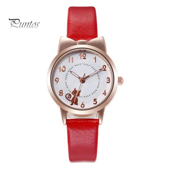 1 sada Dámské hodinky Star Moon náramek Kreslený kočičí motýlek Kulatý řemínek z umělé kůže Přesné Dívčí Studentské Křemenné hodinky Módní Šperky Narozeniny