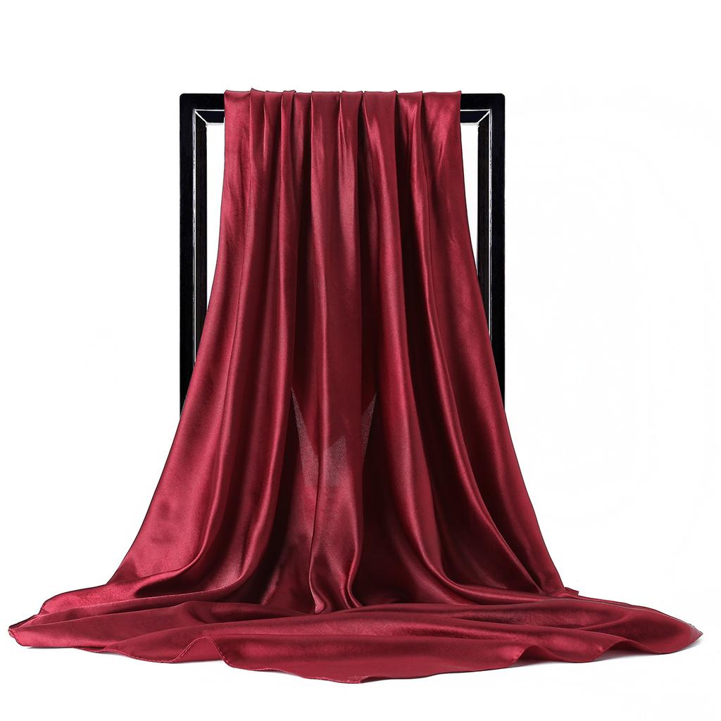Luxury Brand Silk Scarf Women Satin Solid Color Hijab Scarves Muslim Pareo Bandana Female Shawl Wrap Headband Foulard 90*90cm