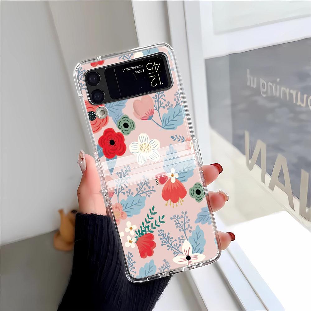 Capa de Celular Libélula em Flor Para Samsung Z Flip 3 4 5 6 F711 Capas Funda Para Samsung Z FLIP 3 4 5 6 Capa Cover Funda Coque