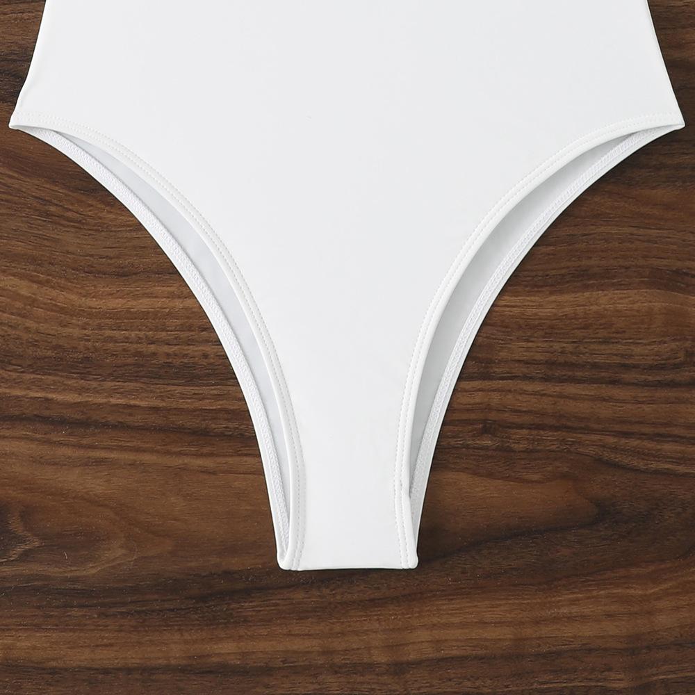 Mode Effen Kleur Halterband Slank Driehoek Bikini Badpak Voor Vakantie