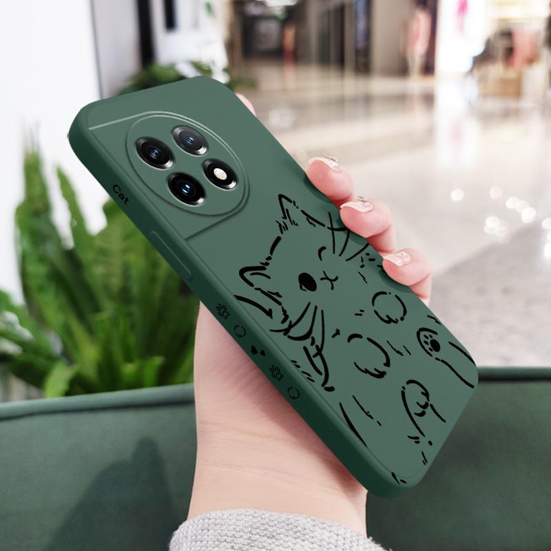 Smart Cat Phone Case For Oneplus 13 13R 12 12R 11 11R 10 10R 10T 9R 9RT 9 8T 8 7 7T Pro 5G Liquid Silicone Cover