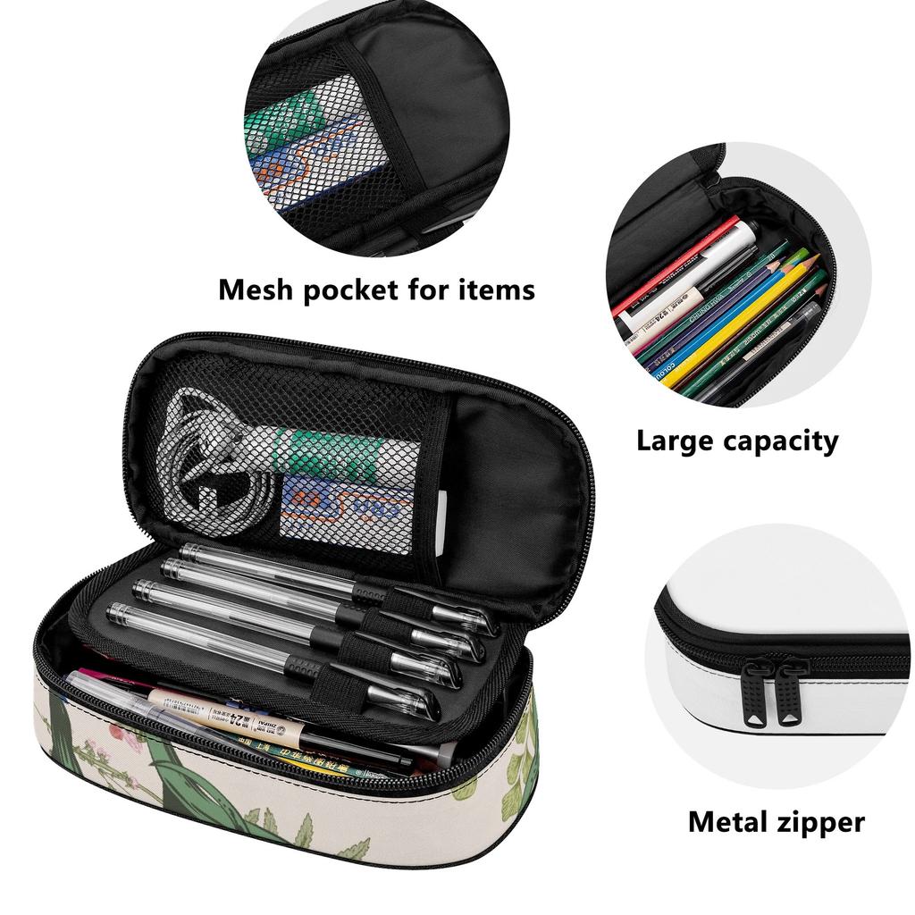 Pen Case Roomy Interior 300D Polyester Smooth Zipper with Main Pocket Mesh Layer and Removable Pen Divider for Classroom Use