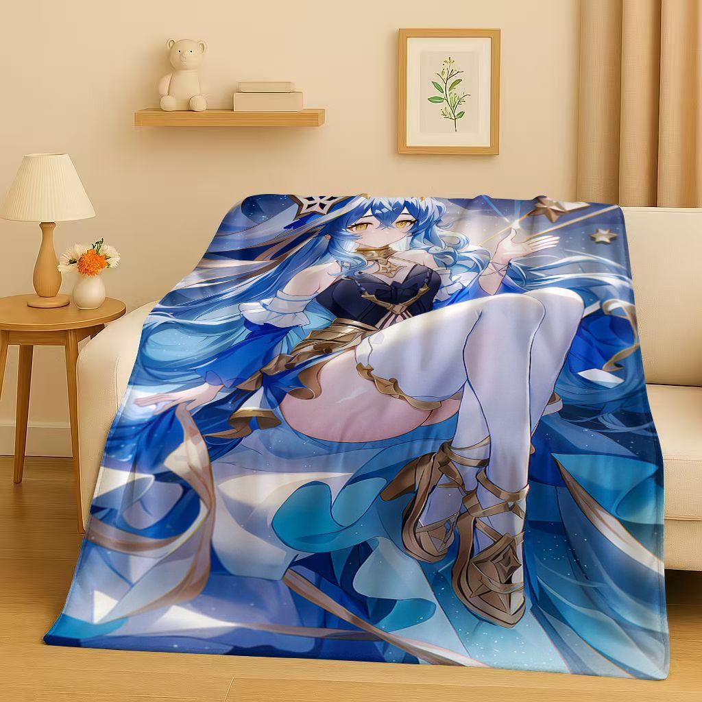 3D Genshin Impact Game Cartoon Flannel Blanket,Ultra Soft Warm Plush Throw for Home Bedroom Bed Sofa Cover Picnic Girl Gift