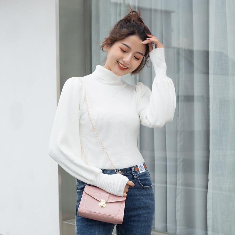 Stone Pattern Women's Bag New Lock Double Chain Small Square Bag Mobile Phone Bag Women's Bag One Piece