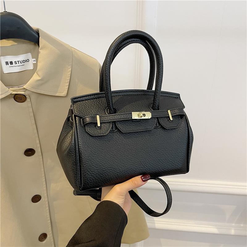 Ny high-end litchimønster klassisk platinaveske bærbar skulder skrå crossbody dameveske