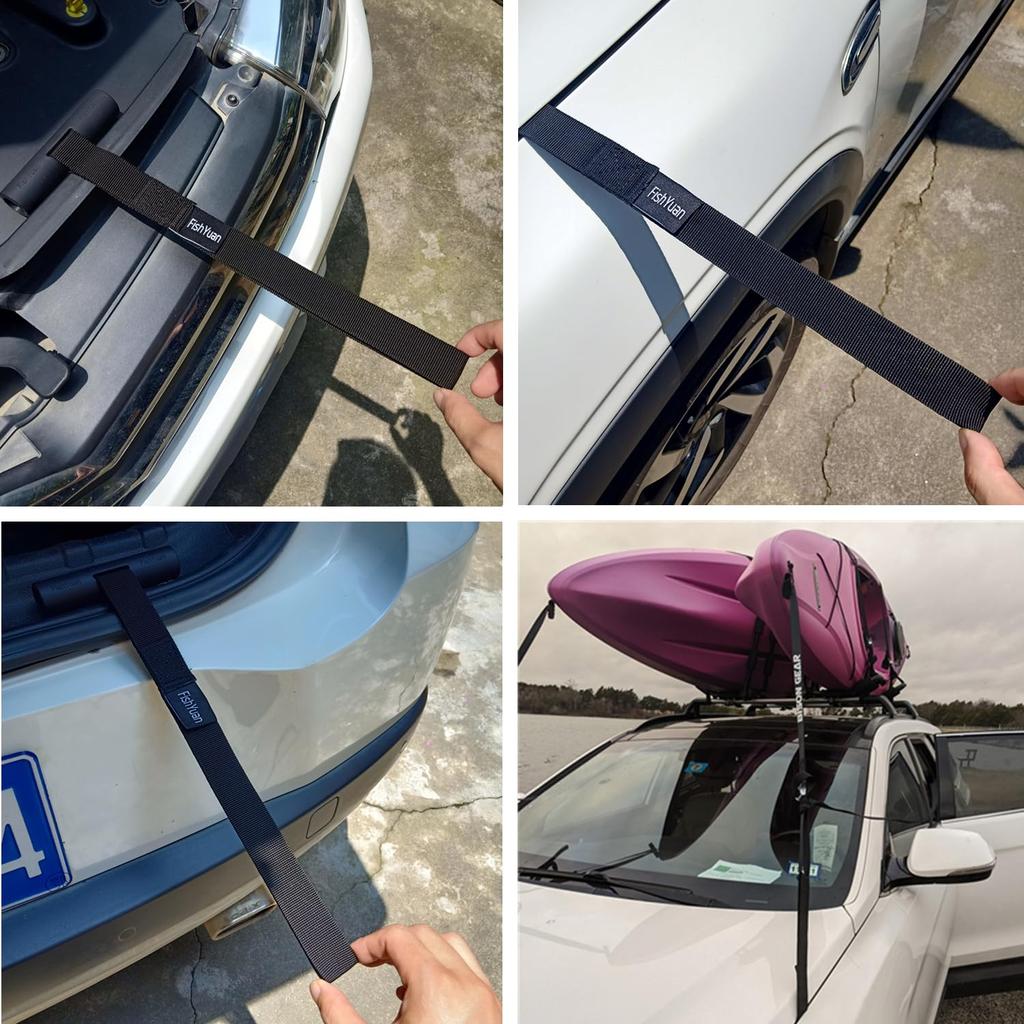 FishYuan Quick Loop Fast Kayak and Canoe Anchor Strap for Car Hood and Trunk - Tie-Down