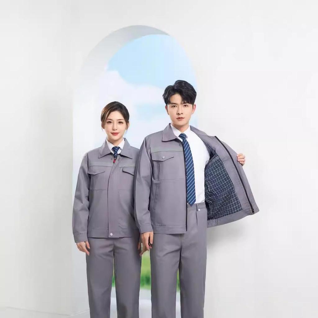 Men's Double-Layer Long-Sleeve and Short-Sleeve Workwear Set for Autumn/Winter - Durable and Thickened for Labor Protection