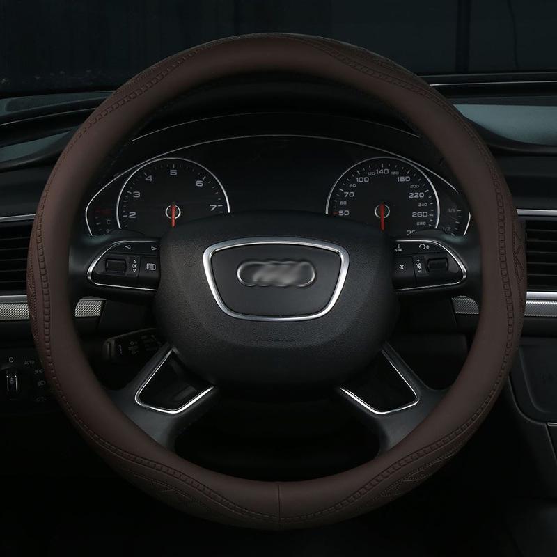 Nappa Leather Embossed Car Steering Wheel Cover - Four Seasons, Comfortable Grip