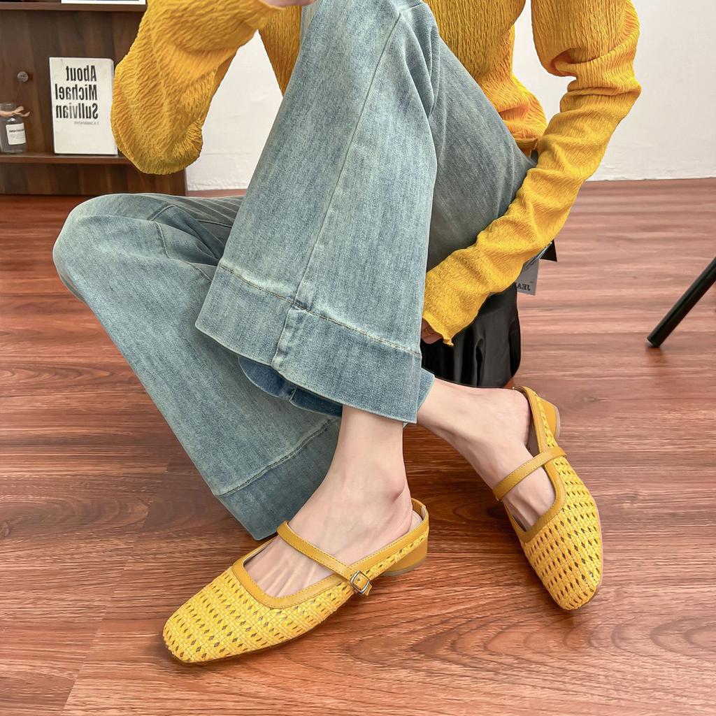 Grape mother summer new empty woven single shoes women 2025 French light luxury single shoes women wear high-end women's shoes