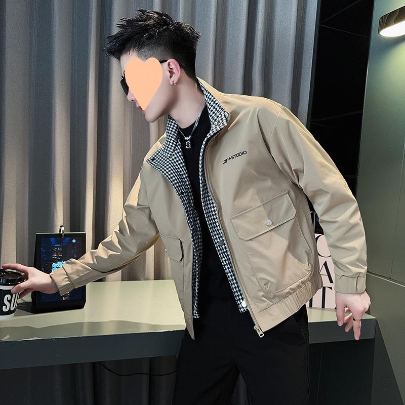 Fake Two-piece Work Jacket Men's New Handsome Embroidered Jacket Men's Trendy Casual Spring and Autumn Tops