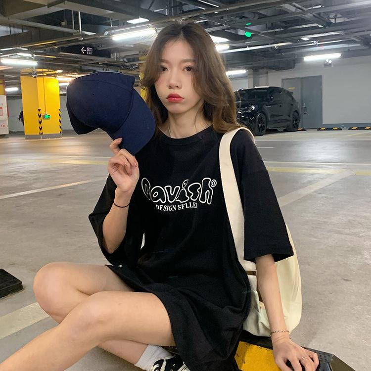 High Street Letter Print Young Girl Short Sleeved T-shirts for Women's Summer Casual Loose T Shirt Harajuku Streetwear Tshirt White Y2k Tops