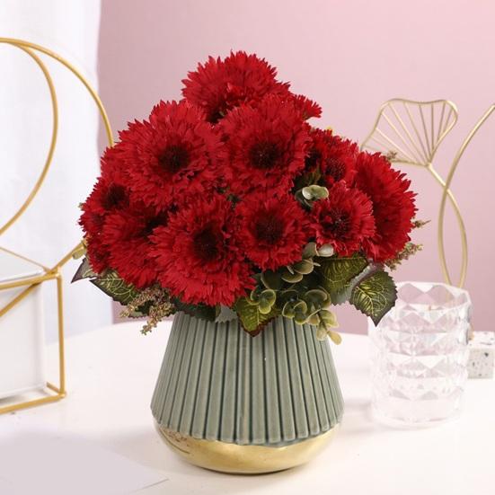 Valósághű mesterséges krizantém csokor, öntözés nélkül, hamis krizantém virágok otthoni esküvői dekoráció