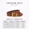 Womens Genuine Suede Leather Belt With Zinc Alloy Pin Buckle Slim 2.8cm Width Vintage Retro Style Casual Office Dating