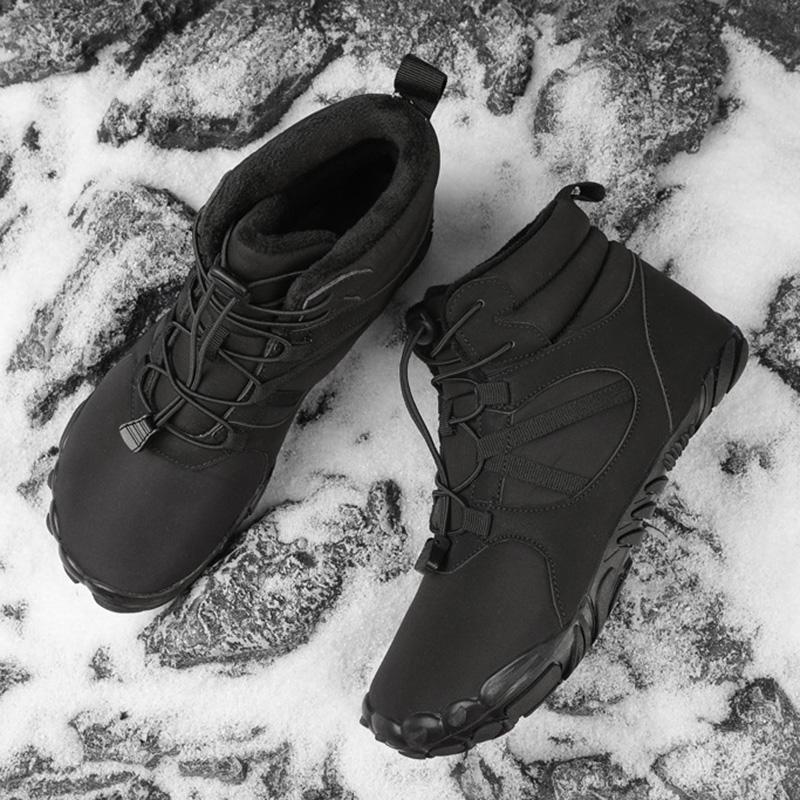 Mode Baumwollschuhe Barfußstiefel Damen Winter Schneestiefel für Herren Plüsch Warme Knöchelschuhe Rutschfest Outdoor Wasserdicht Wanderschuhe