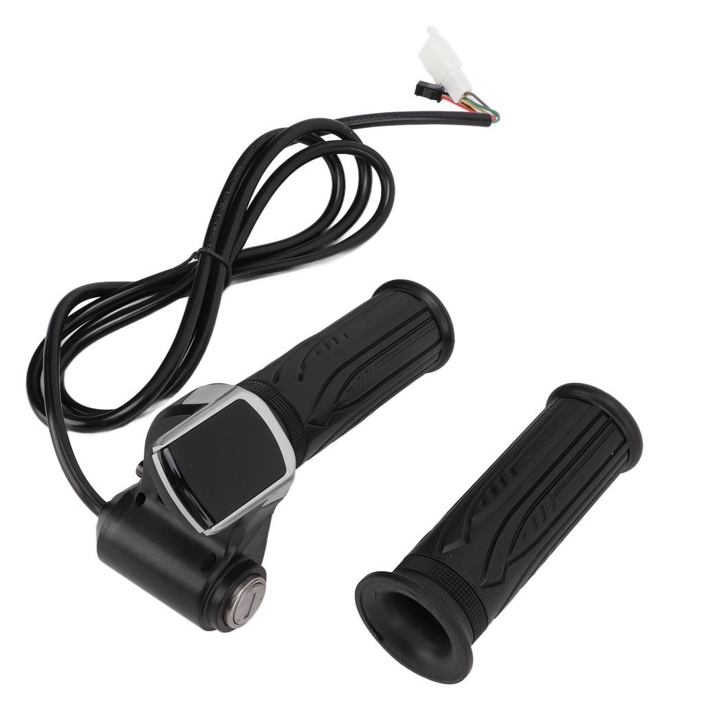 LED Display Electric Bike Throttle Grip Handlebar with Battery Indicator Power Switch Key24V