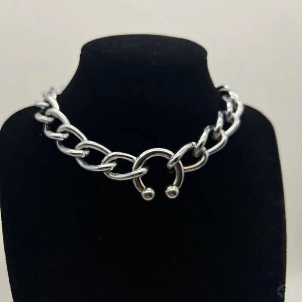 Sexy Cool Design C Shape Necklaces Hyperbole Look Short Length Thick Chain Choker Hip Hop Fashion Jewelry Unisex