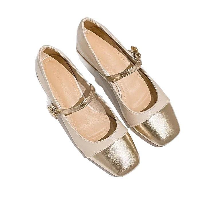 French Mary Jane spring new heel small fragrant wind light mouth low heel small leather shoes