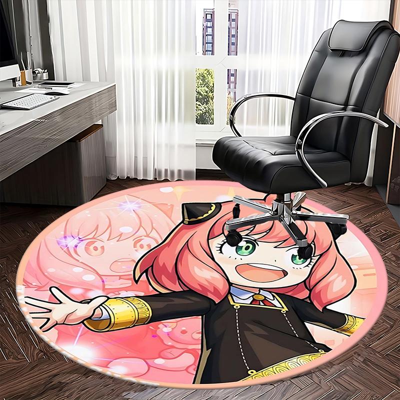 Anime Character,Pink Hair Girl Chair mat Round Rug Office carpet, Non slip, Suitable for Living Rooms, Bedrooms,Decor1205884a