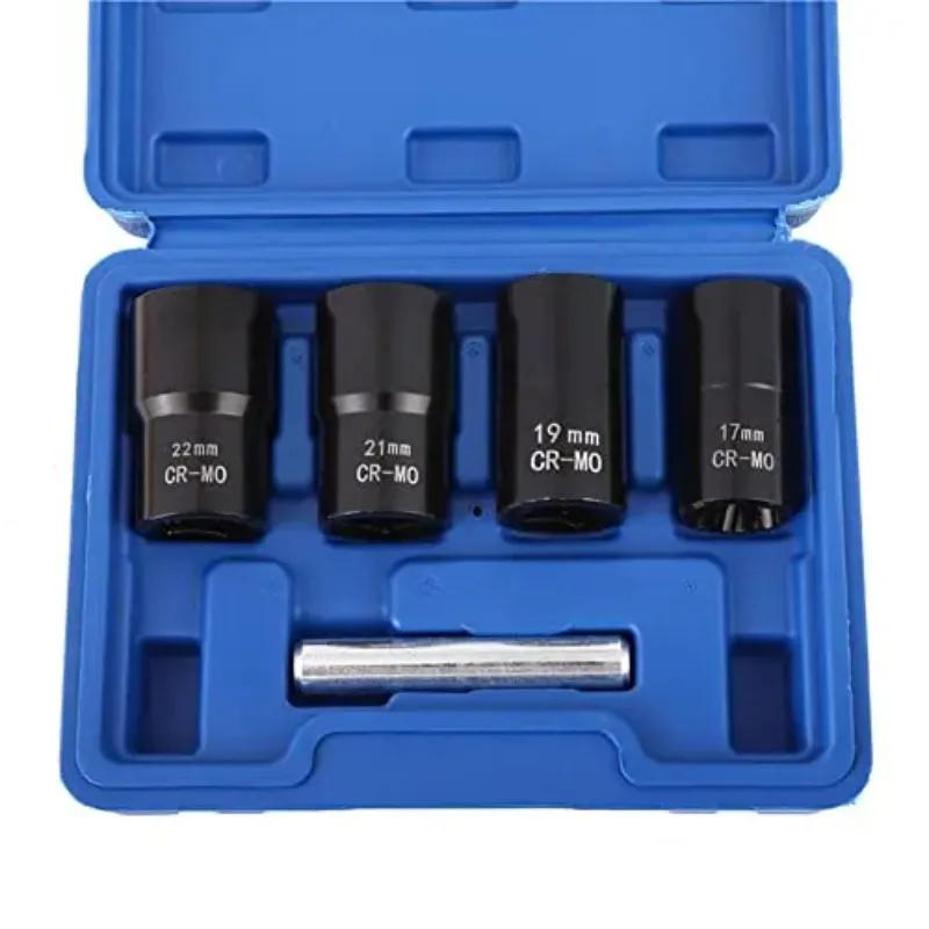 

1Set Drive Impact Bolt Nut Removal Extractor Socket Tool Set 17mm 19mm 21mm 22mm Twist Socket Set Lug Nut Remover Extractor Tool
