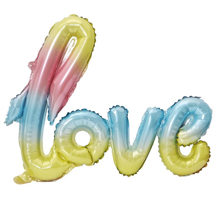 Handwritten Love Letter Conjoined Wedding Decoration Aluminum Foil Balloon for Valentines Day Love Balloon