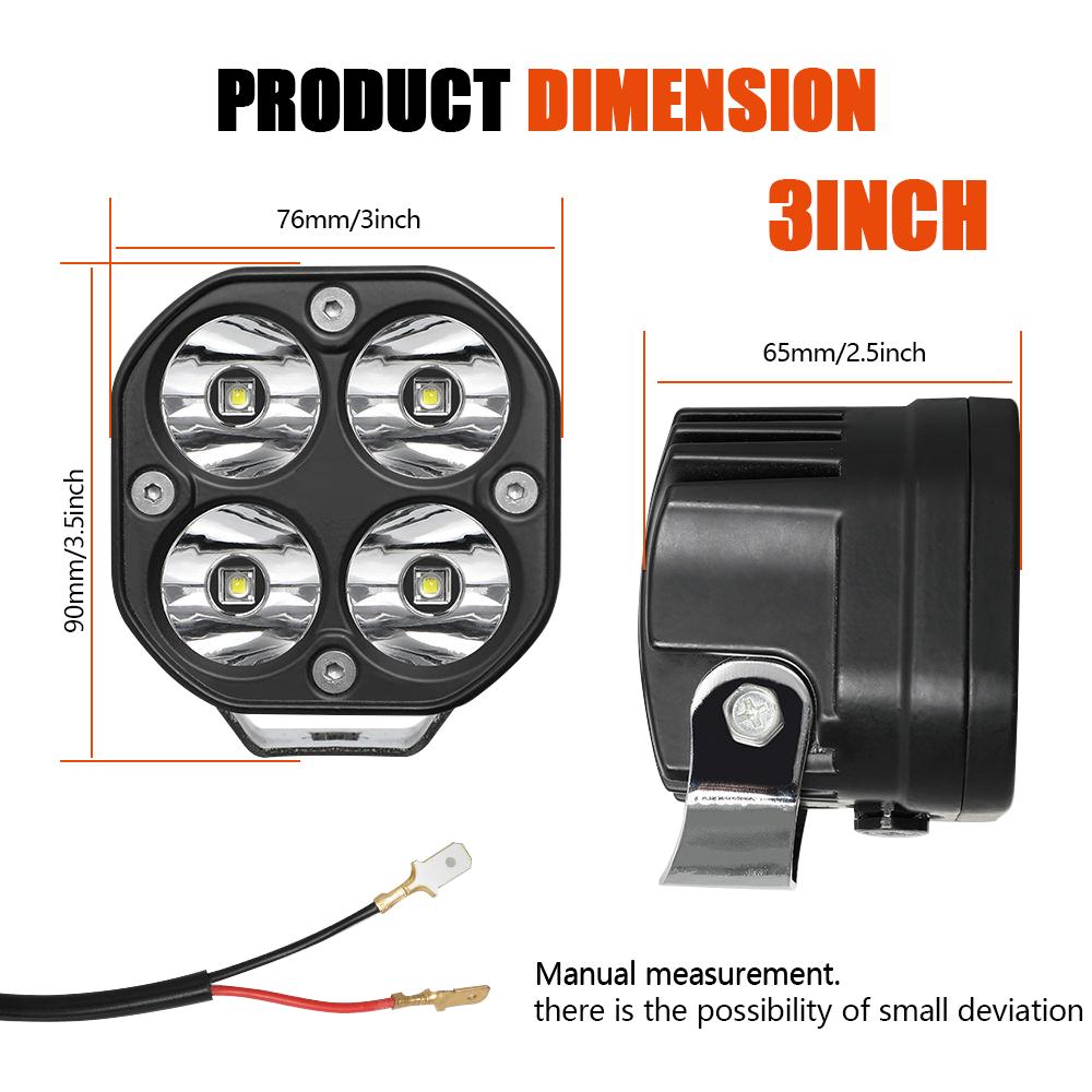 Ip68 12V 5000Lm 3 Inch Led Work Light for Auto Dual Row White 4X4 Led Driving Fog Light Pods Offroad