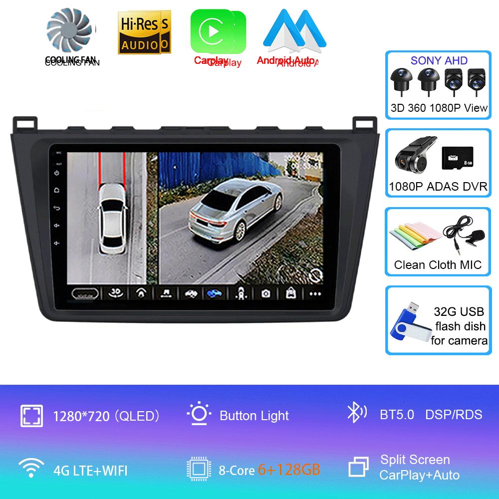 Android14 Carplay Auto Car Radio For Mazda 6 GH 2007 2008 2009 2010 2011 2012 Multimedia GPS Video Player Stereo 2din Head Unit