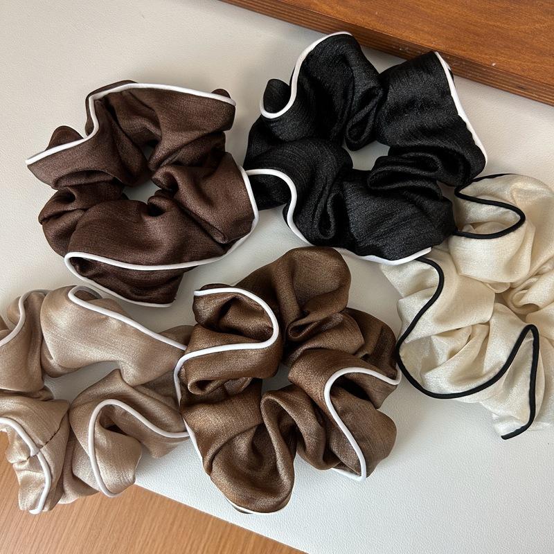 Corée Élégant Grand Chouchou Pour Femmes blanc Satin élastique à cheveux Filles élastiques Cheveux élastiques noirs corde à cheveux accessoire