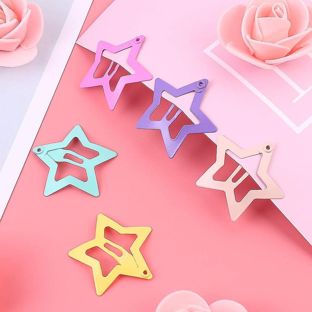 Heytea 12Pcs Lovely Metal Hair Snap Clips Fashion Stars Barrettes Hair Accessories for Girls Woman