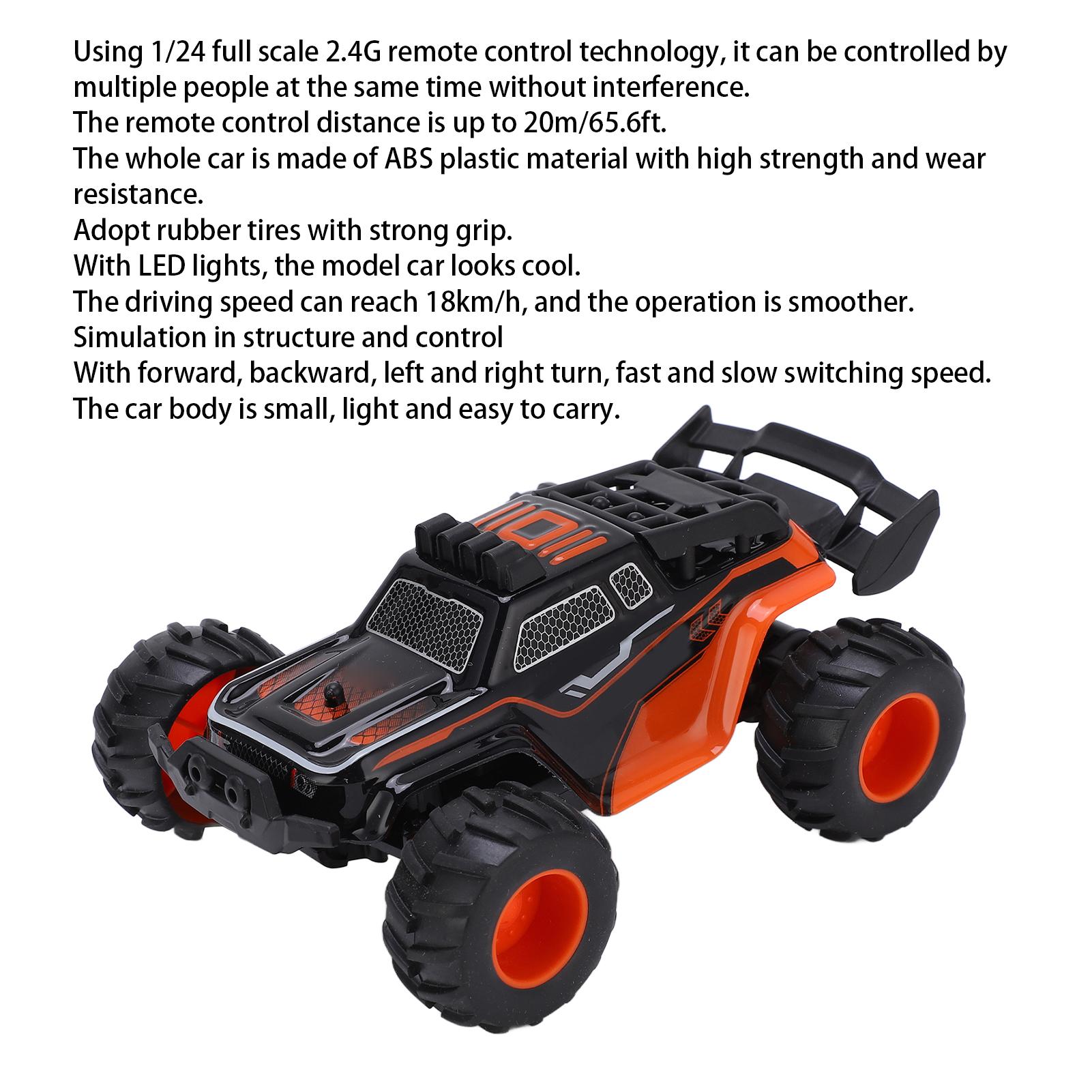 

1:24 Scale 2.4G Remote Control Car 18kmCelsiush High Speed RC Off Road Vehicle Electronic Toy for Kids