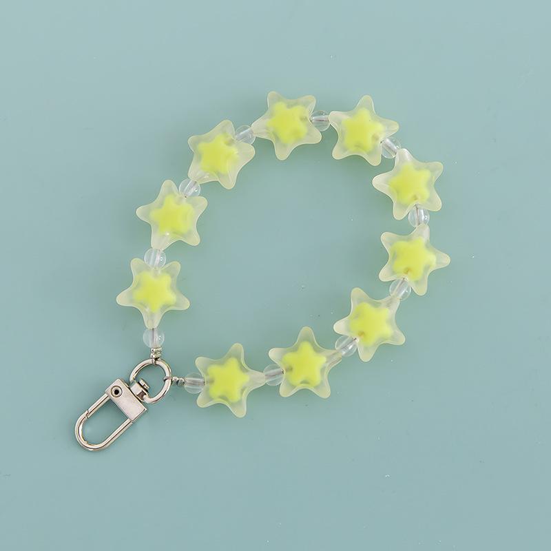 

Creative Star Keychain with Beads: Translucent Floral Pendant for Couples