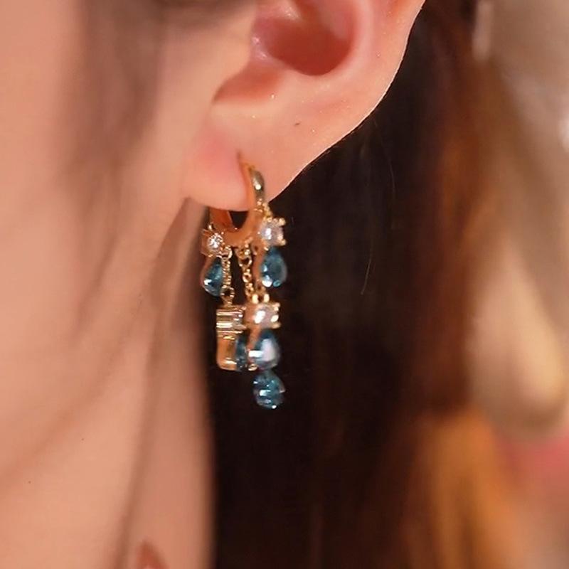 Korean Delicate Light Zircon Tassel Earrings Ladies Jewelry Party Gift Direct Sales